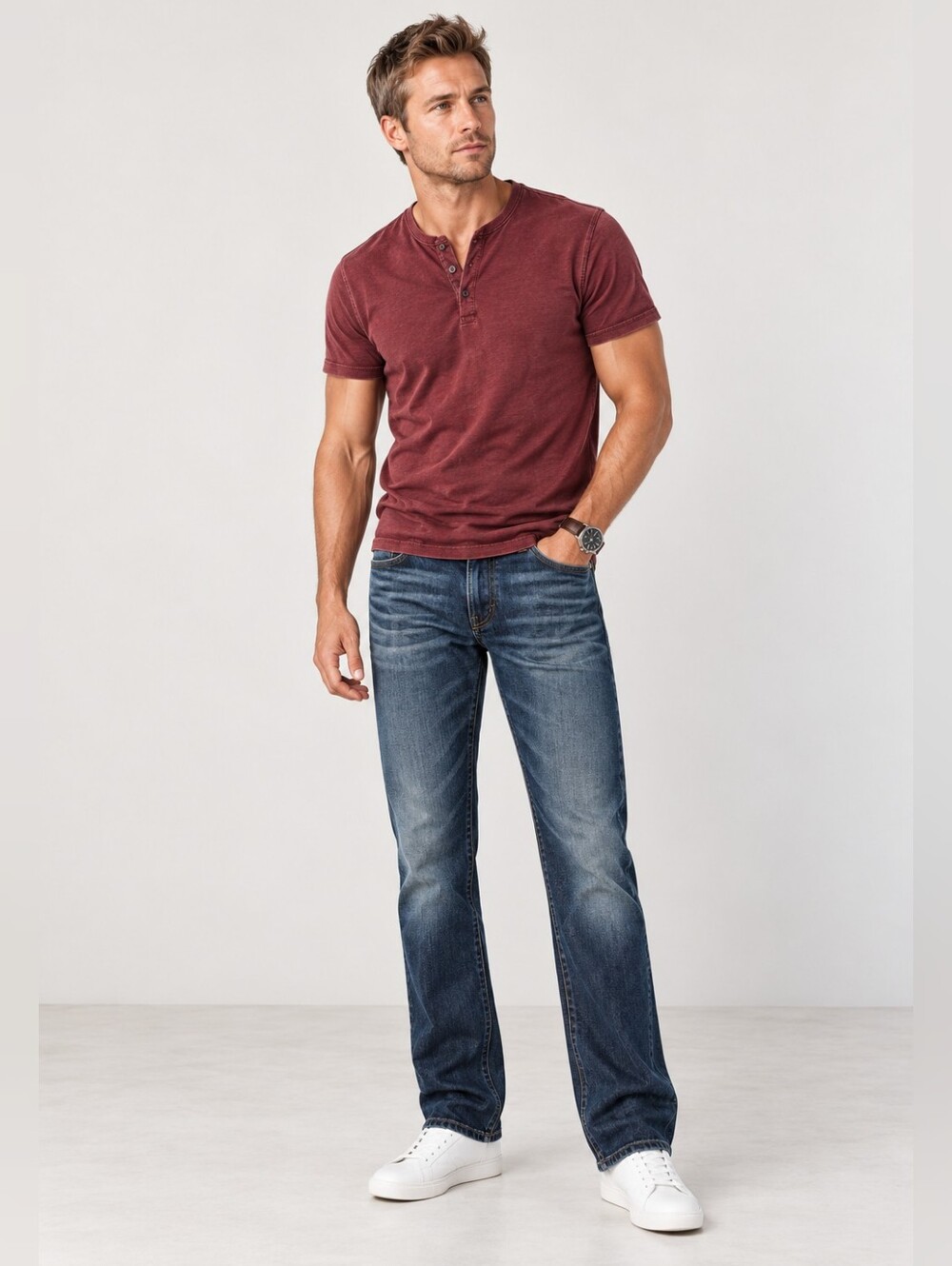 7 For All Mankind Standard Straight Leg Dark Wash Denim Jeans (Men's Size: 33)